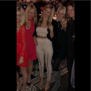 Meshki faux suede pants in beige